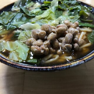 納豆、ピリ辛ラーメン